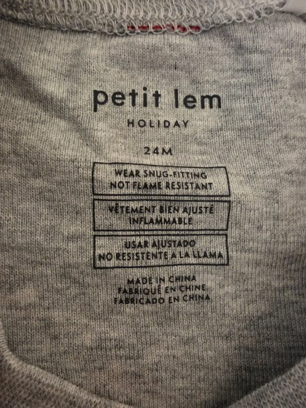 Petit Lem Santa Print Organic Cotton Pajamas NWT 24M Heather Grey Christmas